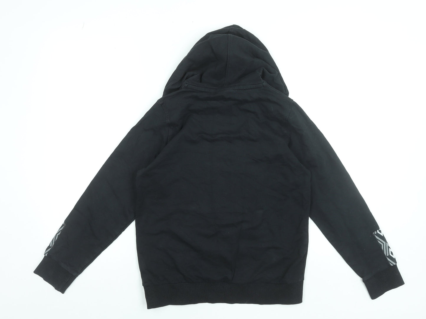 Umbro Boys Black Hoodie 11-12 Years Cotton Pullover Graphic Print