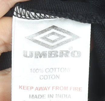 Umbro Boys Black Hoodie 11-12 Years Cotton Pullover Graphic Print