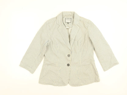FatFace Women’s Blue Striped Cotton Blend Blazer Jacket Size 10