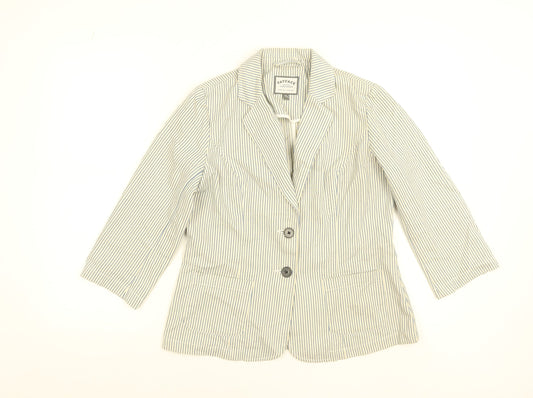FatFace Women’s Blue Striped Cotton Blend Blazer Jacket Size 10
