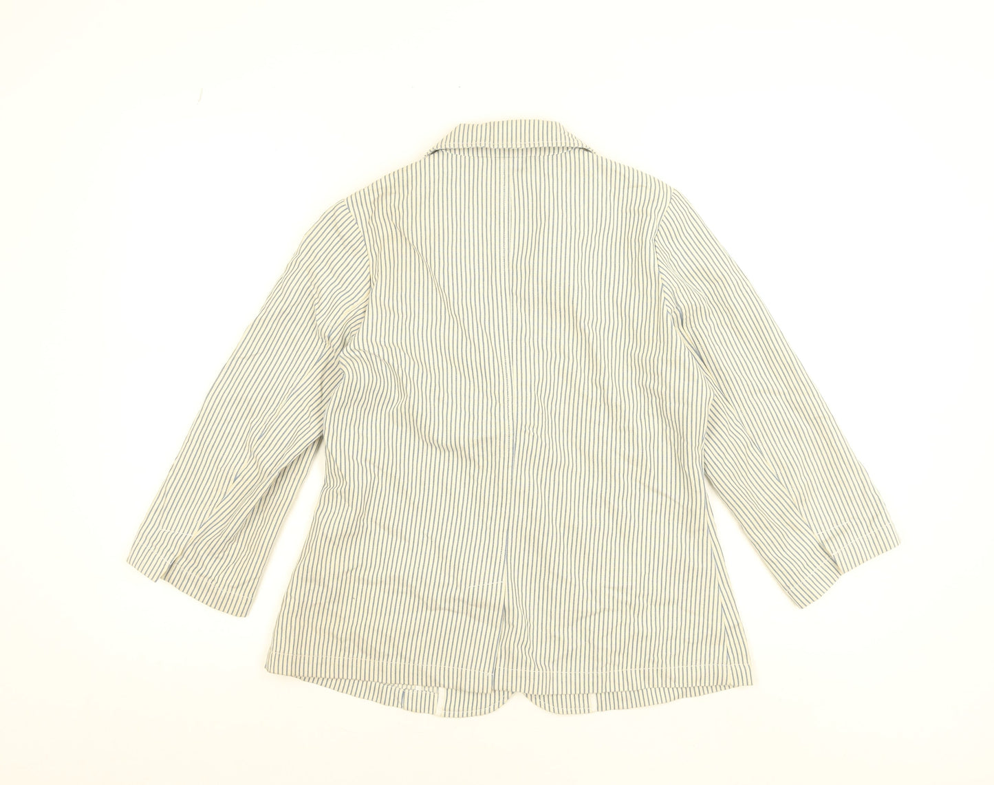 FatFace Women’s Blue Striped Cotton Blend Blazer Jacket Size 10