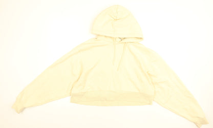 Weekday Womens Beige XS Pullover Hoodie Cotton Blend