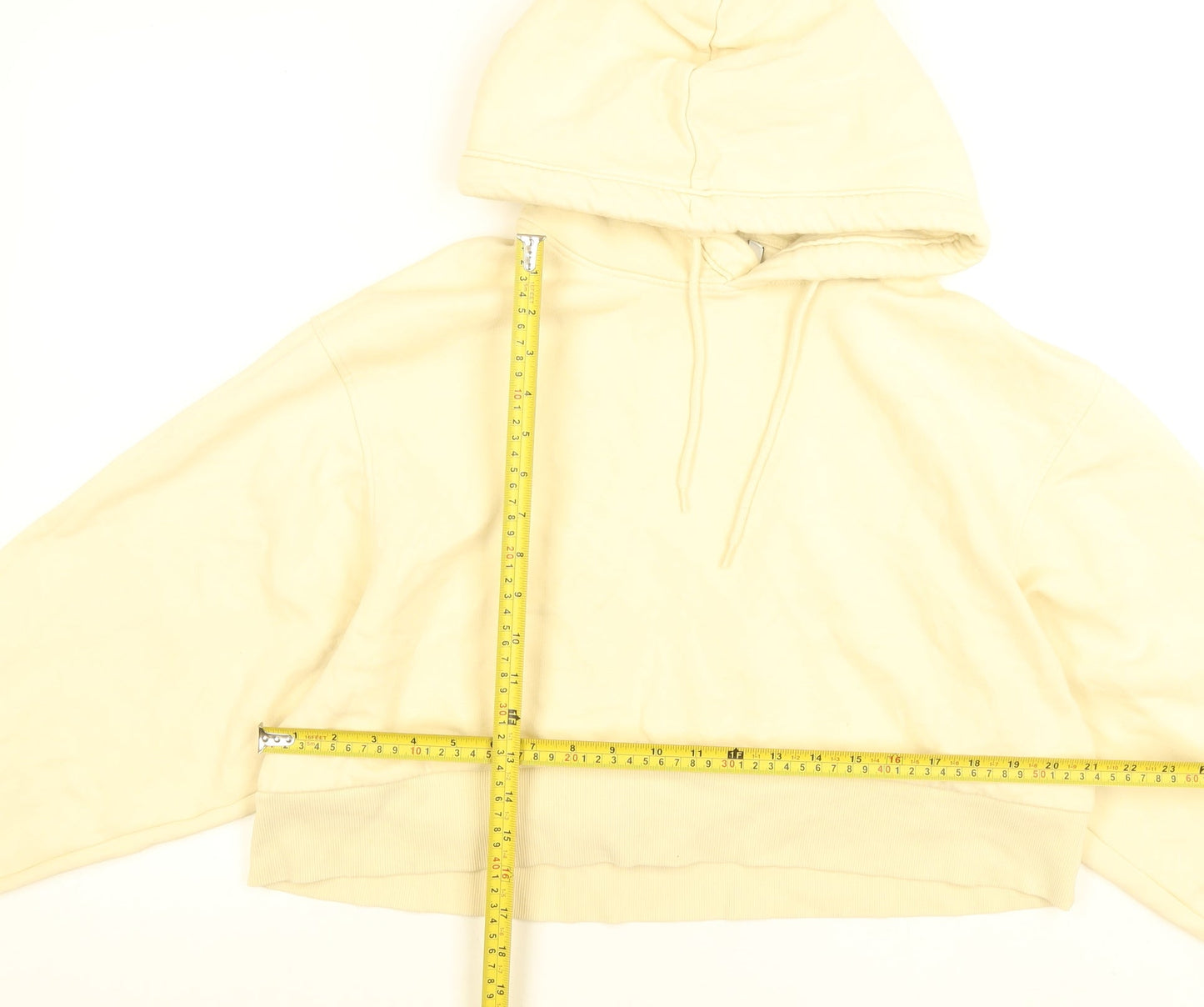 Weekday Womens Beige XS Pullover Hoodie Cotton Blend