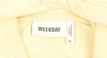 Weekday Womens Beige XS Pullover Hoodie Cotton Blend