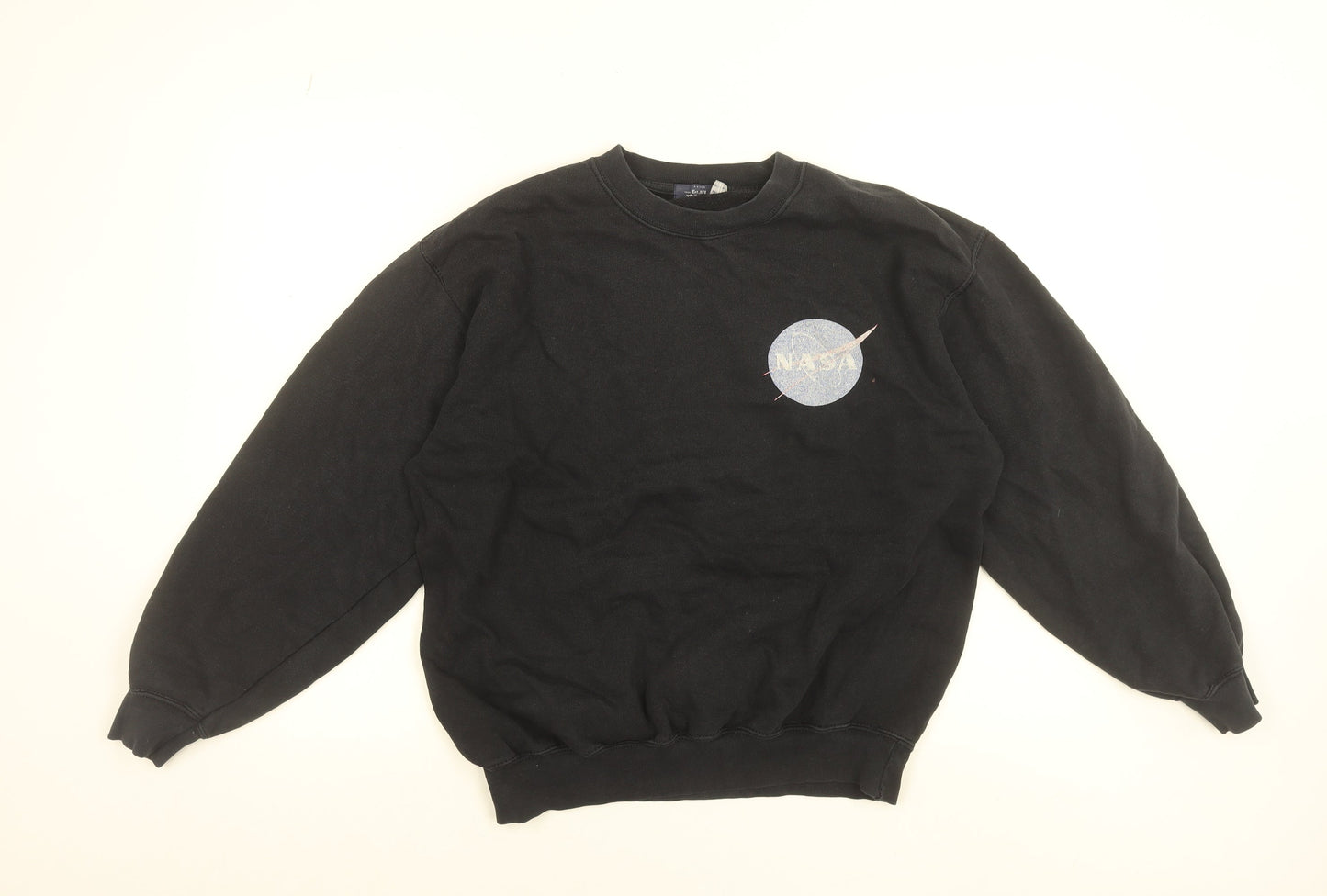 Topman Men's Black NASA Graphic Sweatshirt Size S Pullover Crew Neck