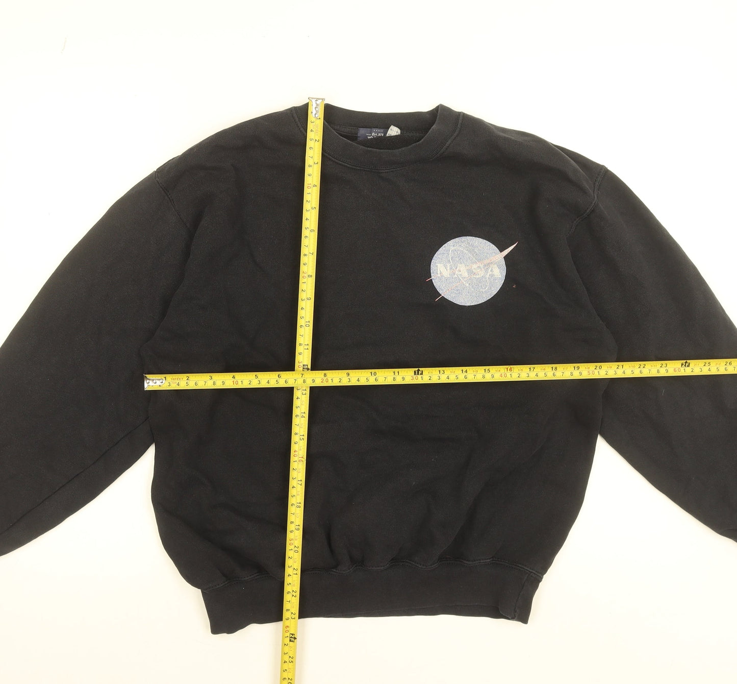 Topman Men's Black NASA Graphic Sweatshirt Size S Pullover Crew Neck