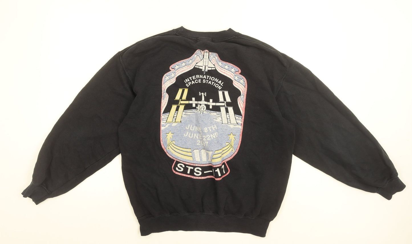 Topman Men's Black NASA Graphic Sweatshirt Size S Pullover Crew Neck