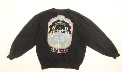 Topman Men's Black NASA Graphic Sweatshirt Size S Pullover Crew Neck