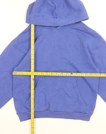 H&M Boys Blue Pullover Hoodie UK 10-12 Years Cotton Blend