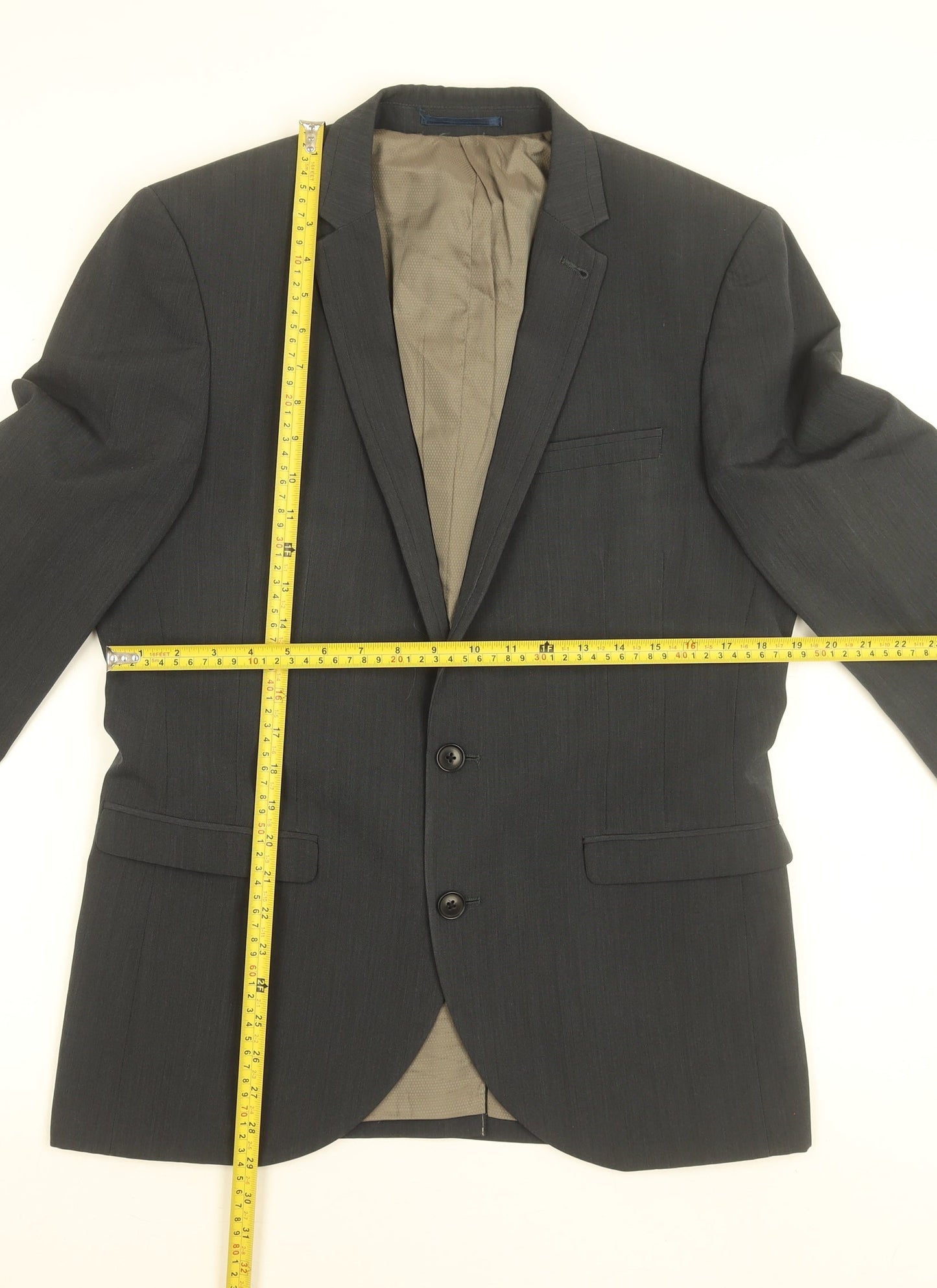 Next Men's Grey 40S Wool Blend Single-Breasted Suit Jacket