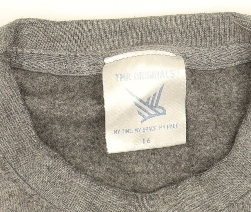 TMR Originals Women's Grey Cotton Blend Pullover Sweatshirt Size 16