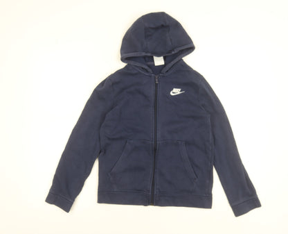 Nike Boys Blue Full Zip Hoodie Size M 137-147cm Cotton Blend