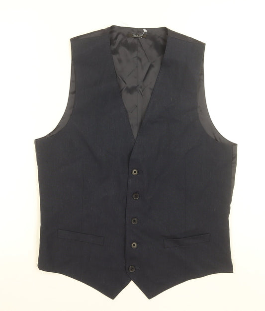 Marks and Spencer Autograph Men's Grey Waistcoat 38 Chest Linen Blend