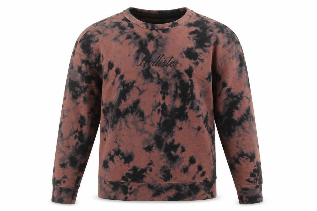 Hollister Men's Brown Tie-Dye Pullover Sweatshirt XS Regular Fit