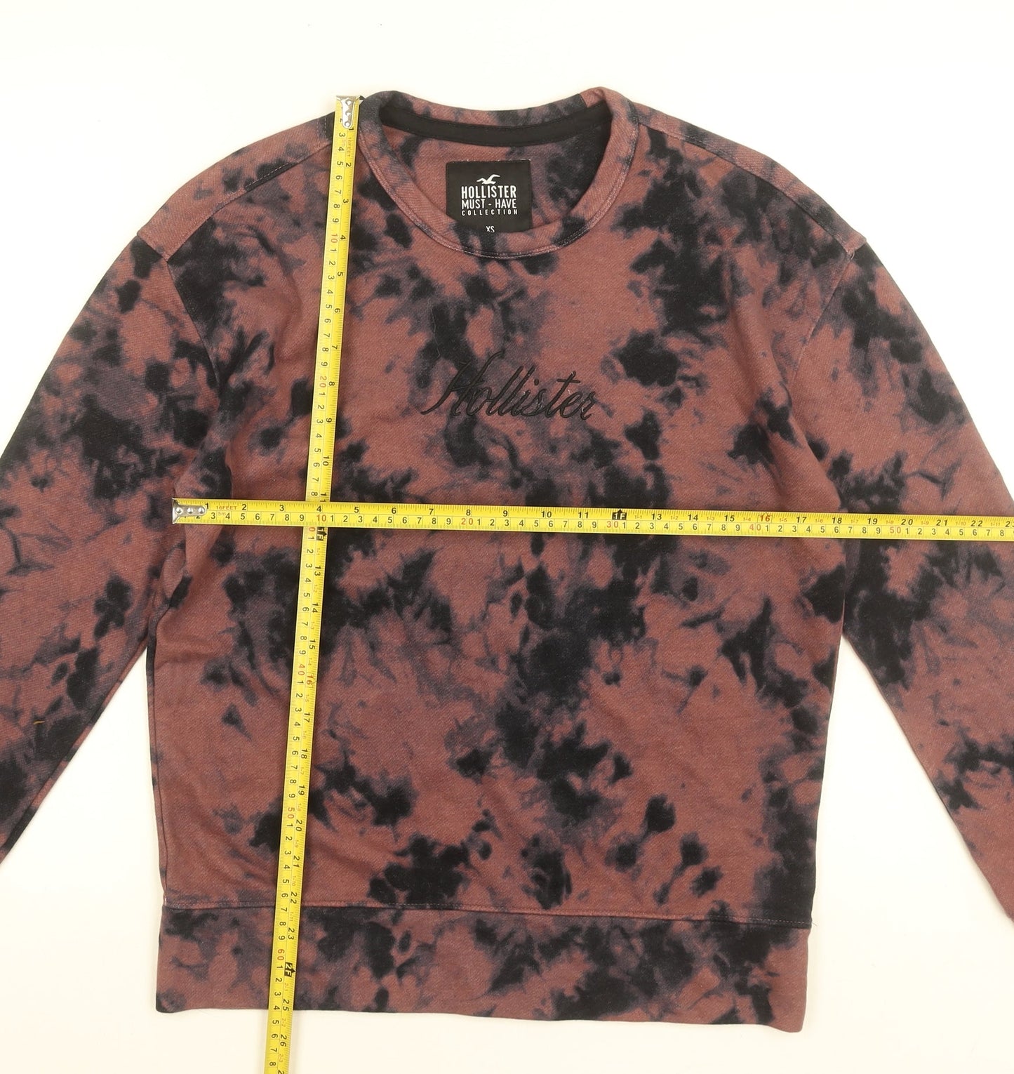 Hollister Men's Brown Tie-Dye Pullover Sweatshirt XS Regular Fit