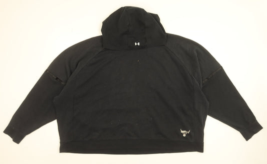 Under Armour Men’s Black Medium Pullover Hoodie Loose Fit Project Rock Gym Wear