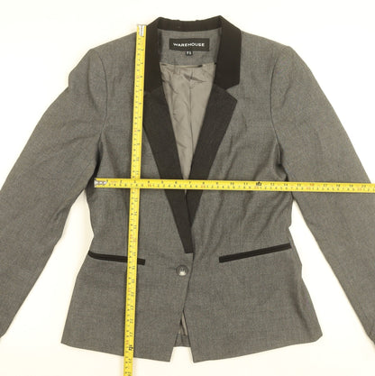 Warehouse Women Grey Single-Breasted Suit Jacket UK 12 Classic Fit