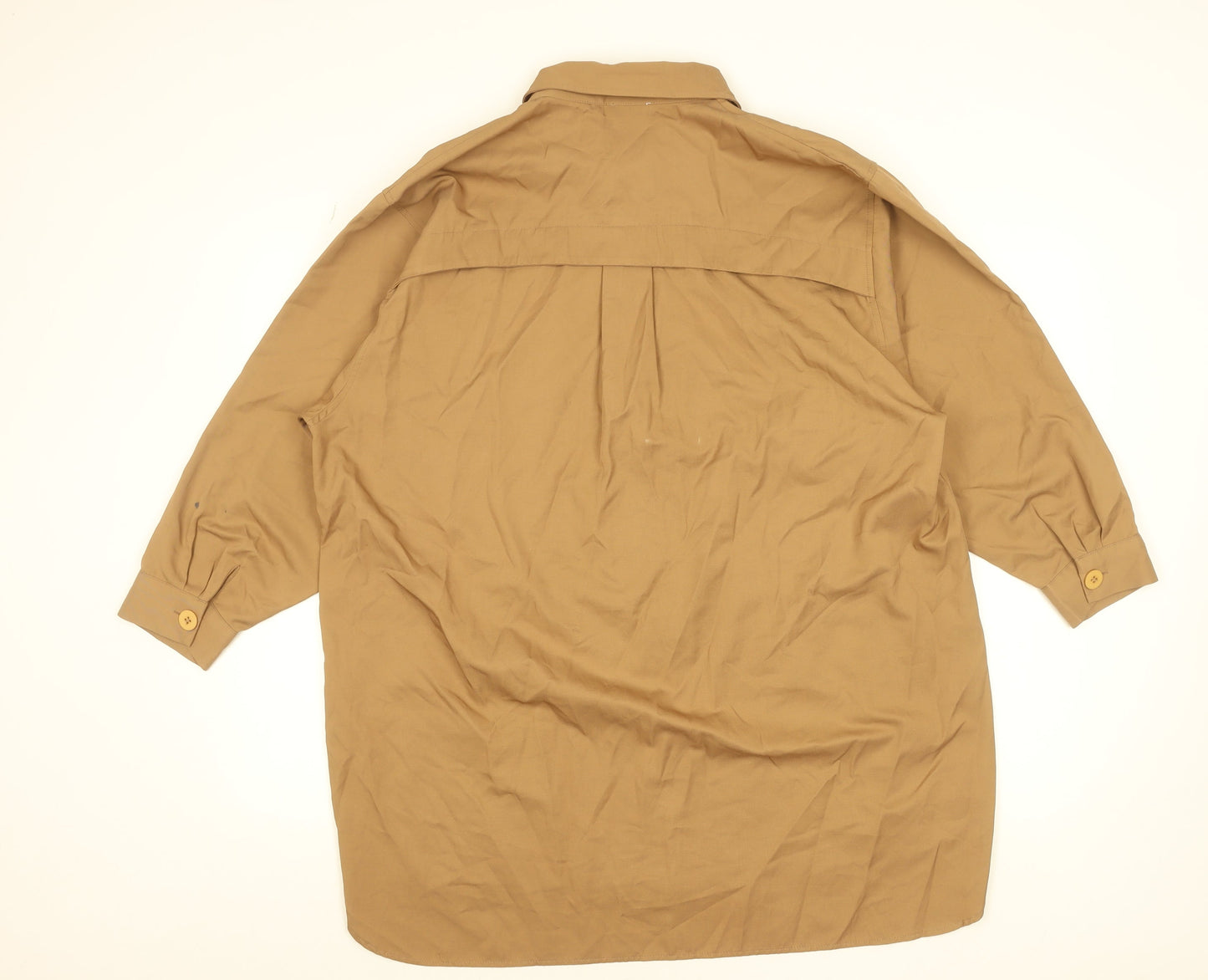 Riva Women Brown Button-Up Relaxed Cotton Blend Shirt XS