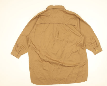 Riva Women Brown Button-Up Relaxed Cotton Blend Shirt XS