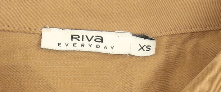 Riva Women Brown Button-Up Relaxed Cotton Blend Shirt XS