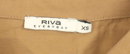 Riva Women Brown Button-Up Relaxed Cotton Blend Shirt XS