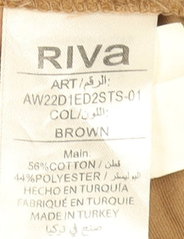 Riva Women Brown Button-Up Relaxed Cotton Blend Shirt XS