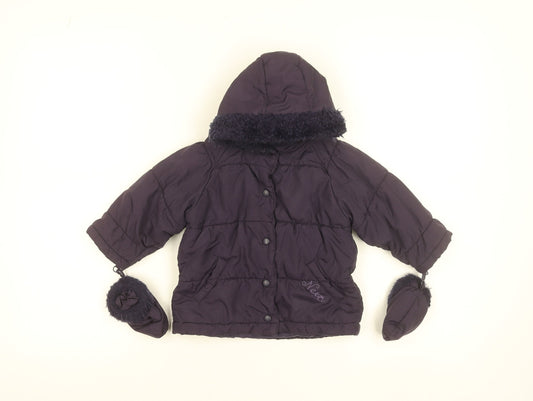 Next Unisex Baby Purple Hooded Puffer Jacket 9-12 Months Winter Coat