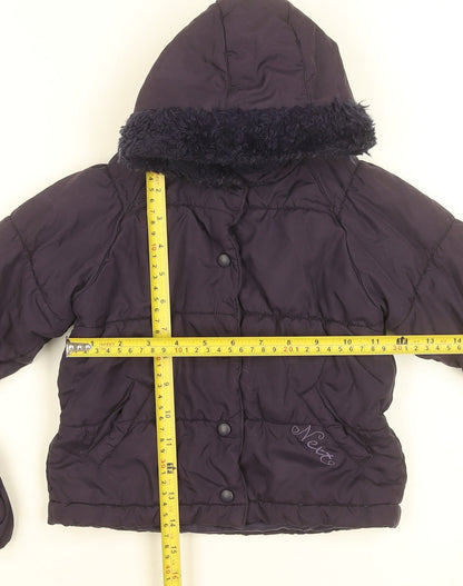 Next Unisex Baby Purple Hooded Puffer Jacket 9-12 Months Winter Coat
