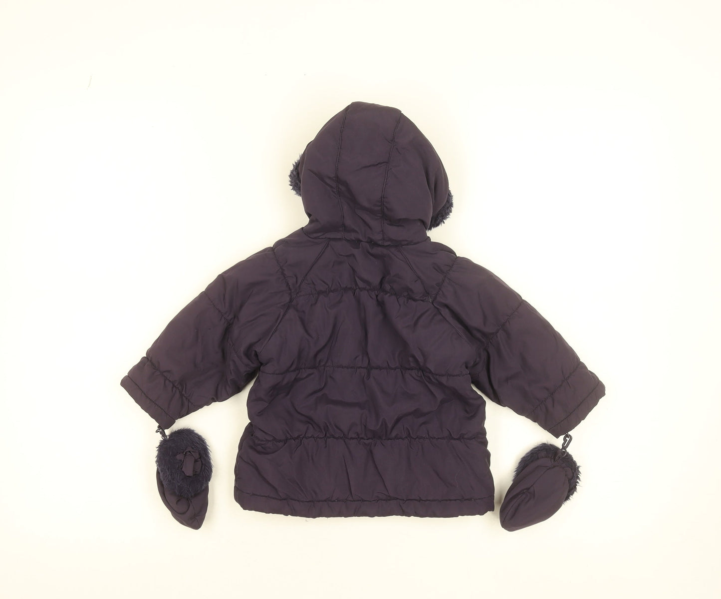 Next Unisex Baby Purple Hooded Puffer Jacket 9-12 Months Winter Coat