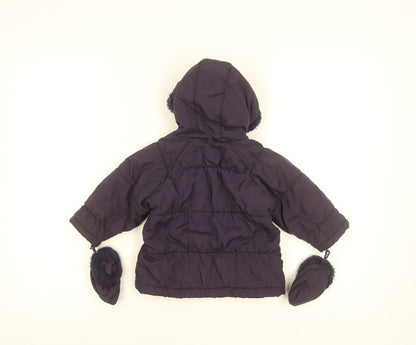 Next Unisex Baby Purple Hooded Puffer Jacket 9-12 Months Winter Coat