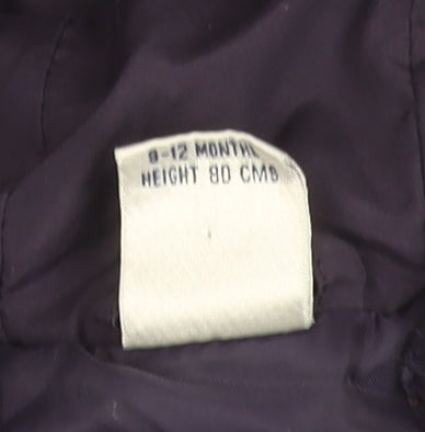 Next Unisex Baby Purple Hooded Puffer Jacket 9-12 Months Winter Coat
