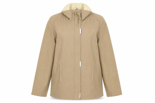 BHS Women Beige Hooded Mid-Length Rain Jacket Size 16