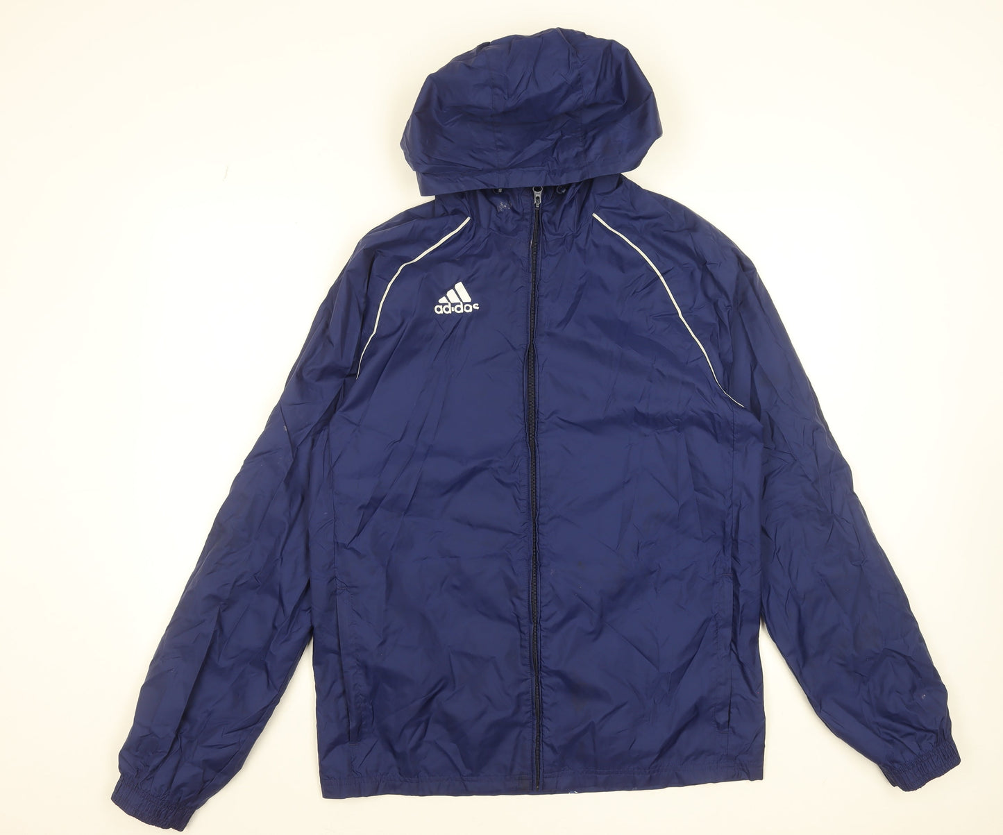 adidas Men's Blue S Windbreaker Hooded Full Zip Lightweight Jacket
