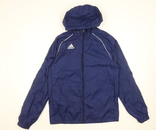 adidas Men's Blue S Windbreaker Hooded Full Zip Lightweight Jacket