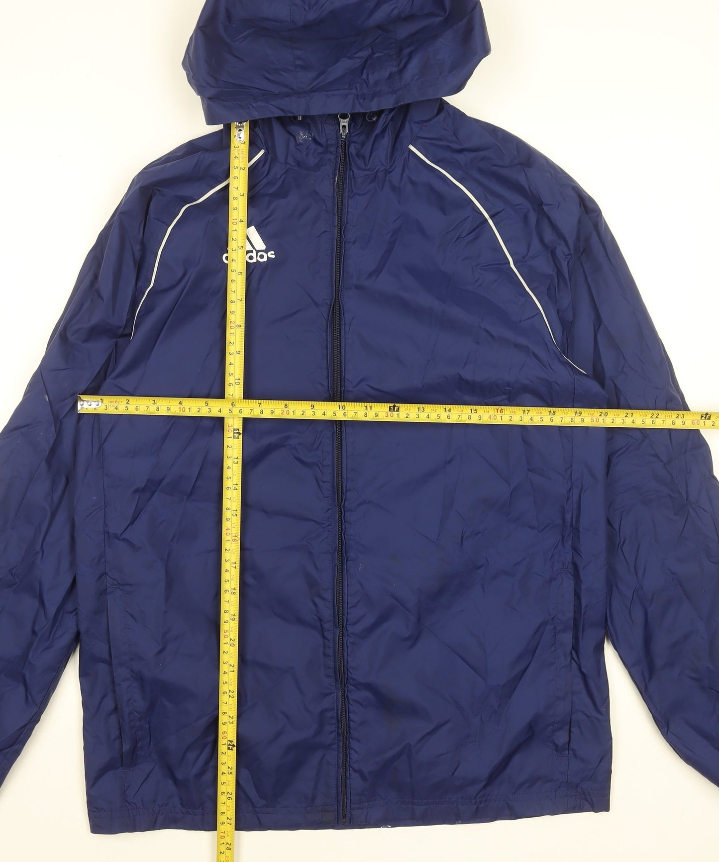 adidas Men's Blue S Windbreaker Hooded Full Zip Lightweight Jacket