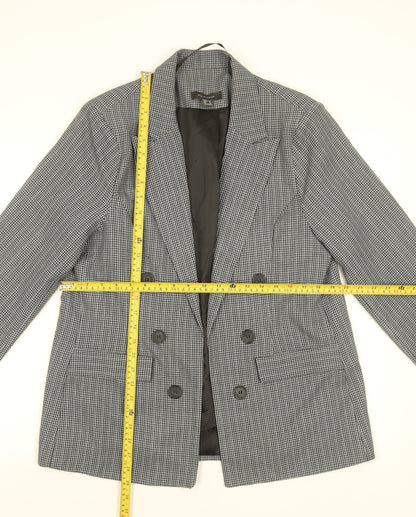 Primark Women Grey Check Blazer Size 16 Classic Business Jacket