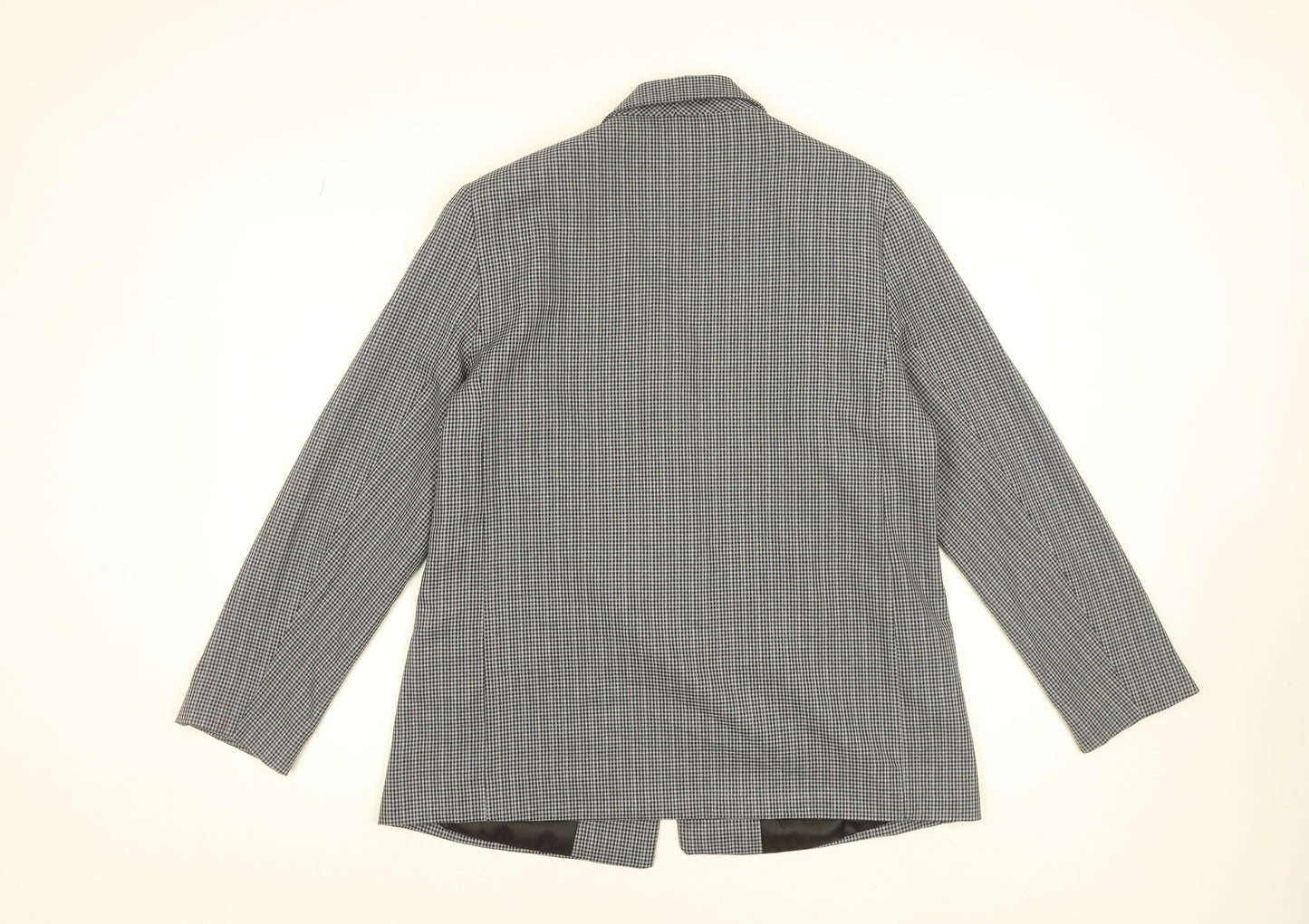 Primark Women Grey Check Blazer Size 16 Classic Business Jacket