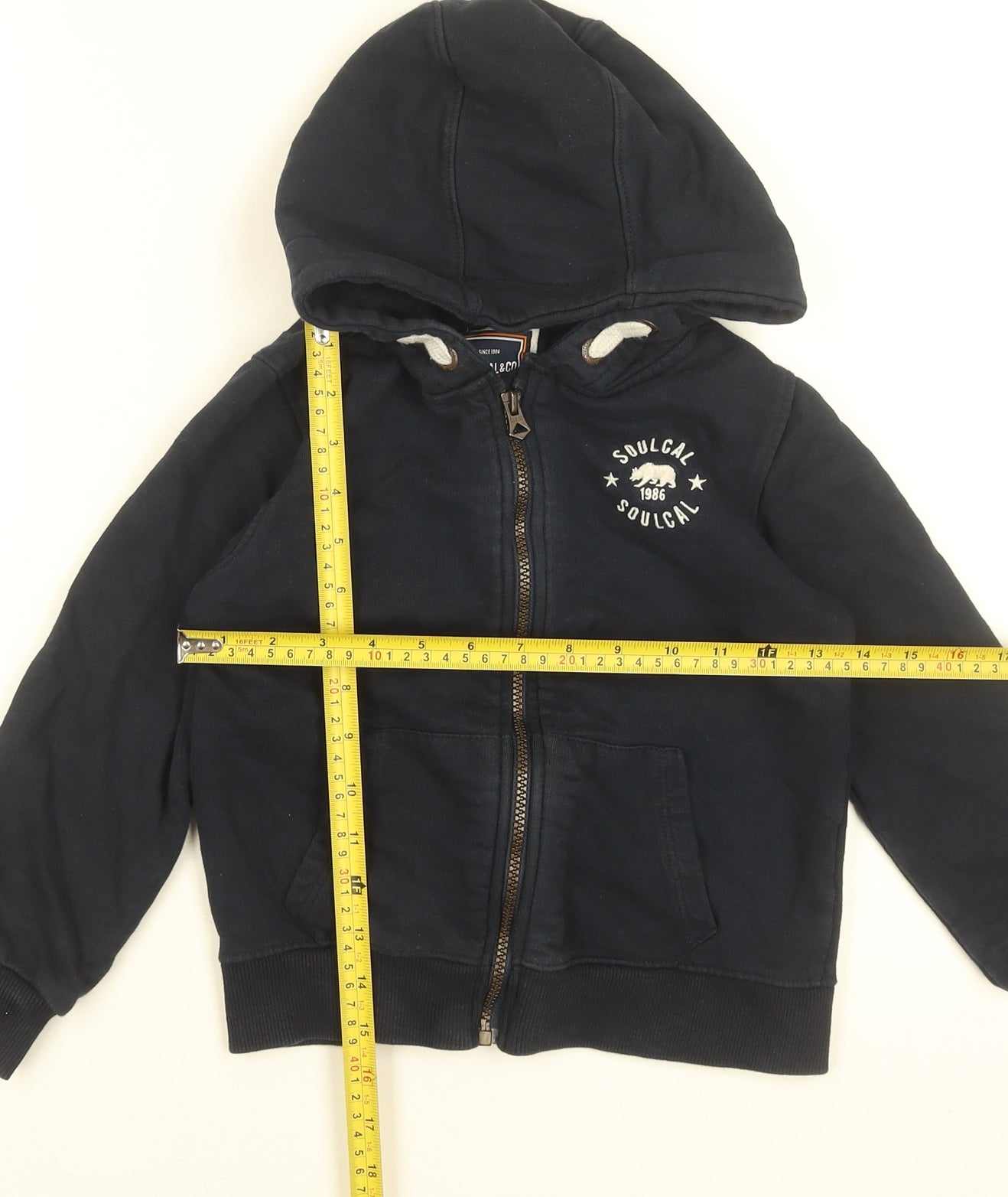SoulCal Boys Blue Full Zip Fleece Hoodie 7-8 Years Hooded Sweatshirt
