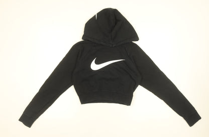 Nike Womens Black XS Cropped Hoodie Cotton Blend Pullover
