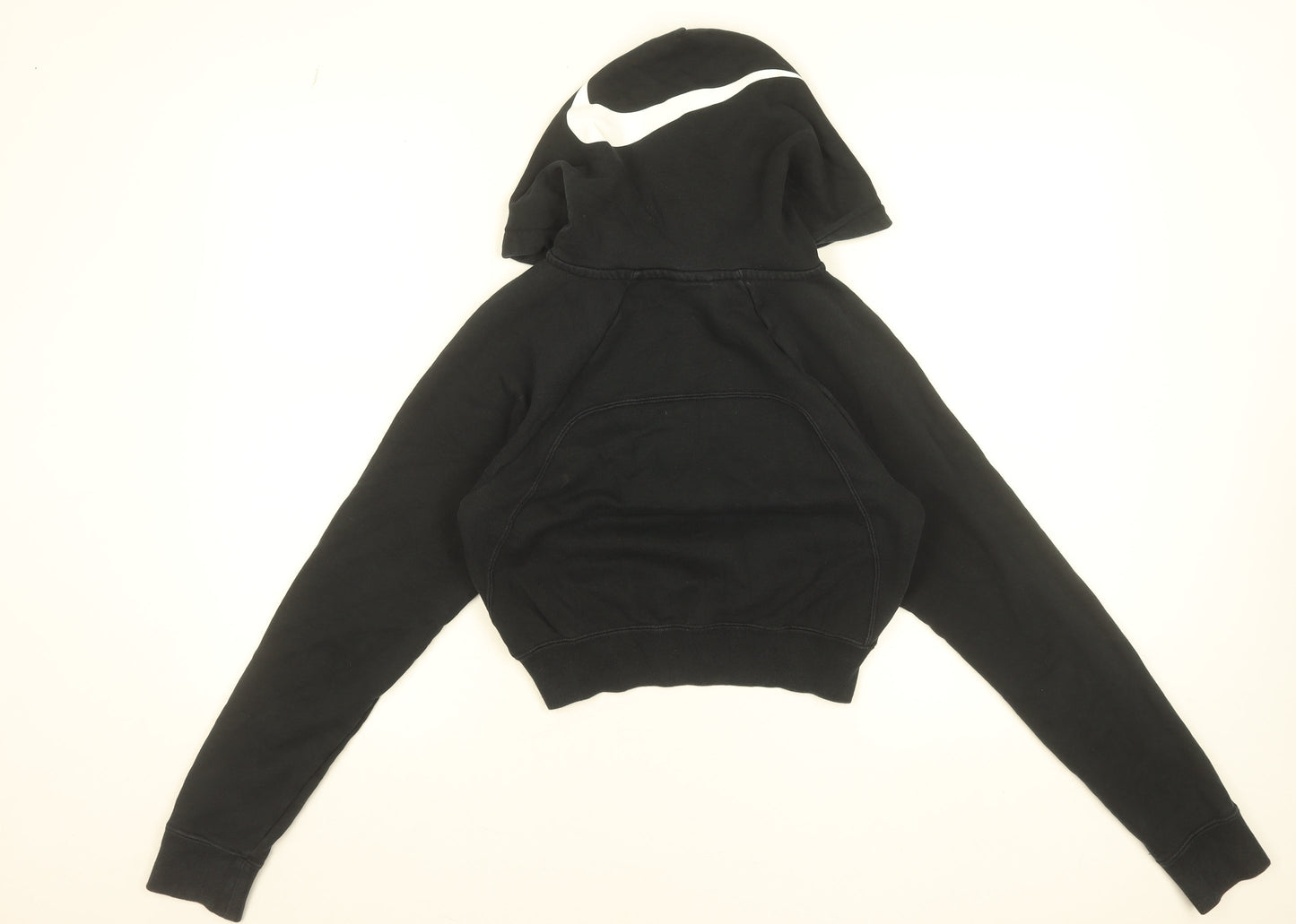 Nike Womens Black XS Cropped Hoodie Cotton Blend Pullover