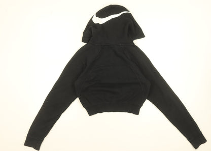 Nike Womens Black XS Cropped Hoodie Cotton Blend Pullover