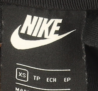 Nike Womens Black XS Cropped Hoodie Cotton Blend Pullover