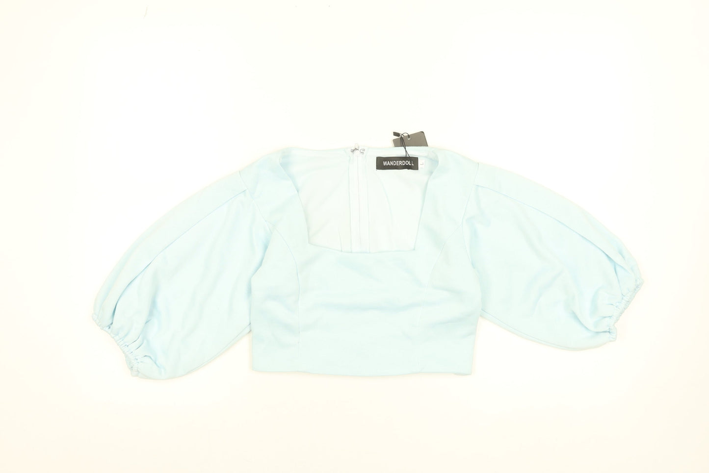 WANDERDOLL Women Blue Cropped Puff Sleeve Blouse Size L