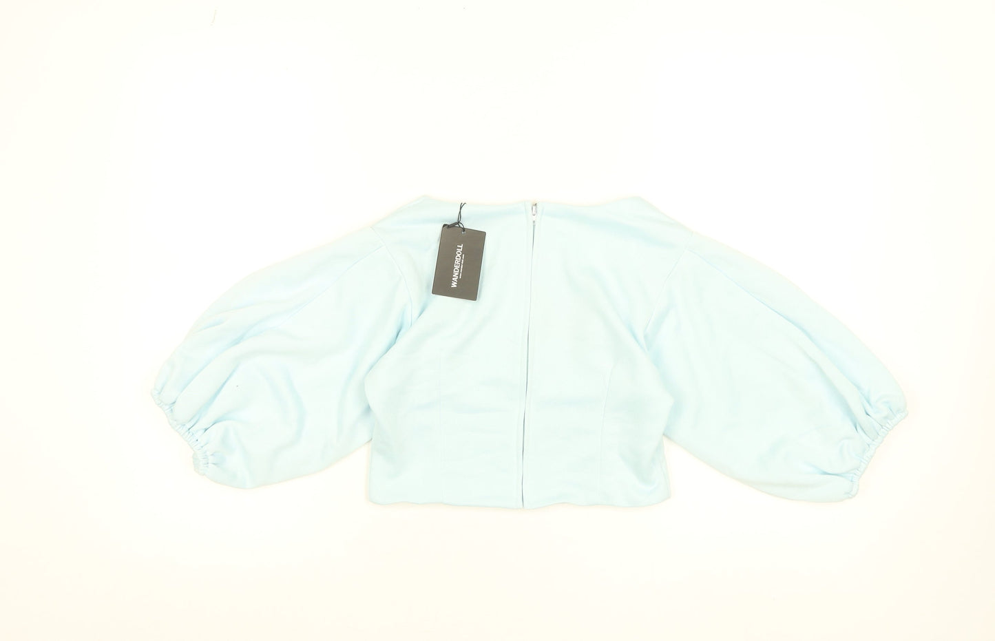 WANDERDOLL Women Blue Cropped Puff Sleeve Blouse Size L