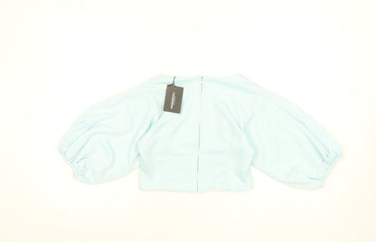 WANDERDOLL Women Blue Cropped Puff Sleeve Blouse Size L