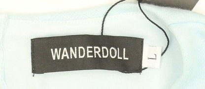 WANDERDOLL Women Blue Cropped Puff Sleeve Blouse Size L