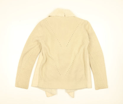 Aqua Women Beige Faux Fur Knit Cardigan Small Winter Wrap
