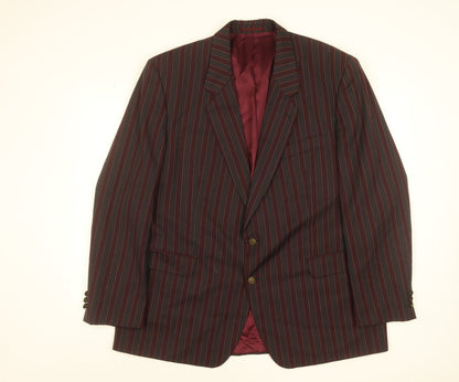 Men's Burgundy Pinstripe Blazer Jacket Size 48 Regular Classic Fit