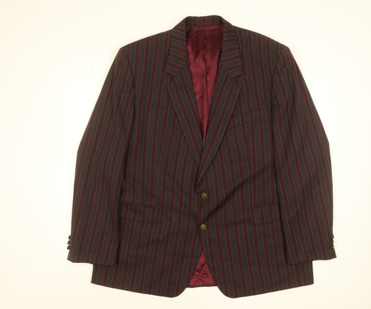 Men's Burgundy Pinstripe Blazer Jacket Size 48 Regular Classic Fit