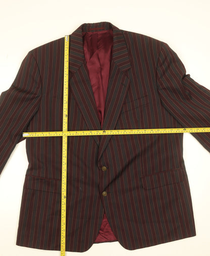 Men's Burgundy Pinstripe Blazer Jacket Size 48 Regular Classic Fit